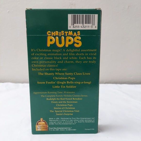 Christmas Pups VHS 4 Vintage Christmas Holiday Cartoons Front Row Entertainment - Picture 3 of 6